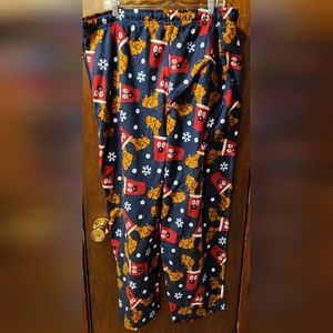 MENS FLEECE PAJAMA PANTS REINDEER RED SOLO CUP 2XL FRUIT OF THE LOOM